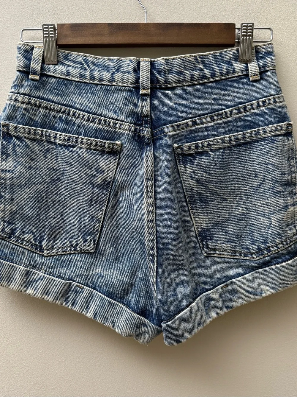 American Apparel Light Wash High-Rise Denim Shorts